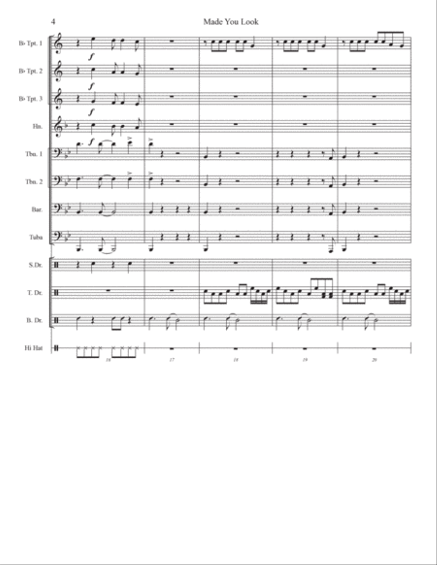 Made You Look Marching Band scores gallery preview page 4