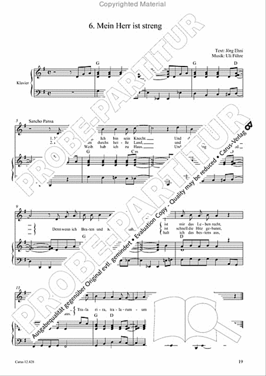 Die seltsamen Abenteuer von Don Quijote und Sancho Pansa Unison Choir scores gallery preview page 21