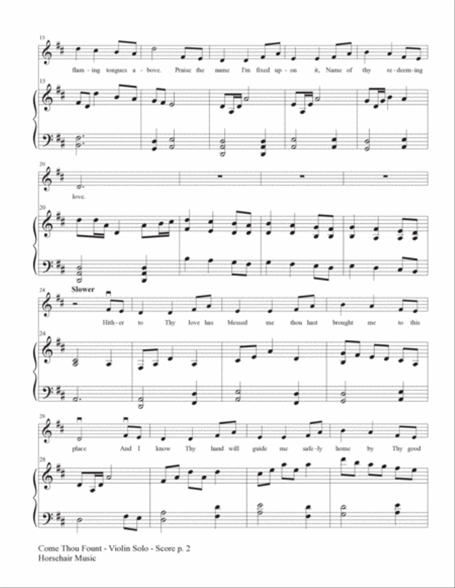 Come Thou Fount of Every Blessing Violin Solo scores gallery preview page 3