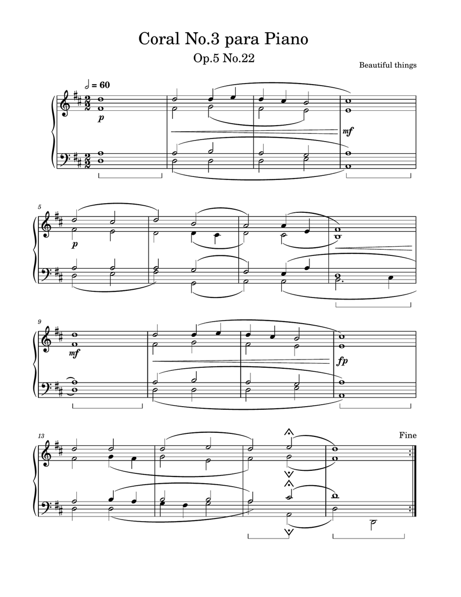 Coral No.3-Beautiful things Op.5 No.22 Piano Solo scores gallery preview page 1