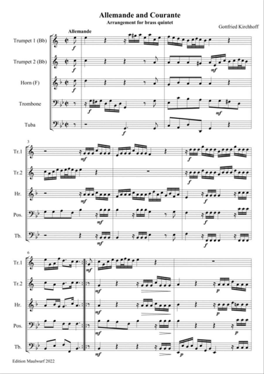 Allemande and Courante Allemande and Courante Brass Quintet scores gallery preview page 3