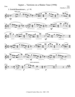 Septet, opus 77 ... Variations on a Shaker Tune (1998) Flute part