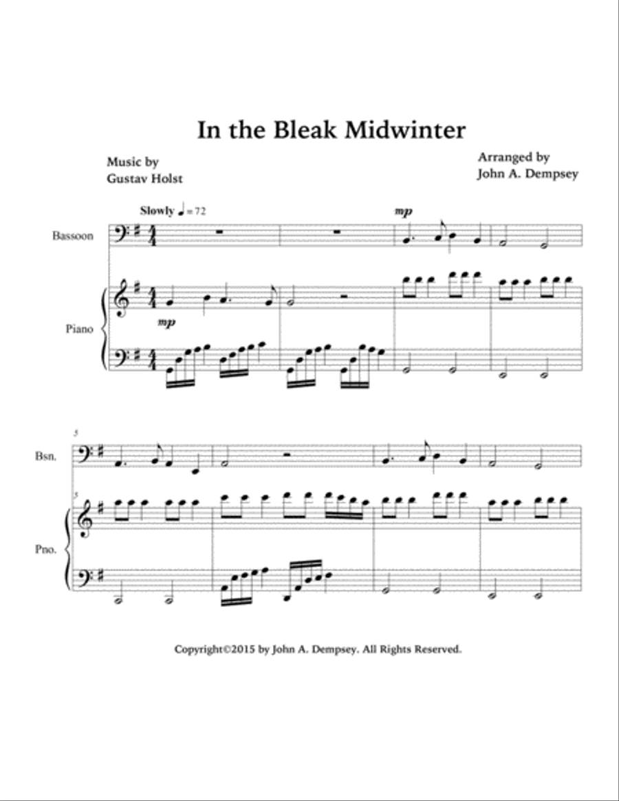 In the Bleak Midwinter (Bassoon and Piano) Bassoon Solo scores gallery preview page 4