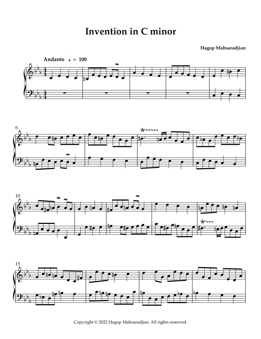 Invention in C minor Piano Method scores gallery preview page 1