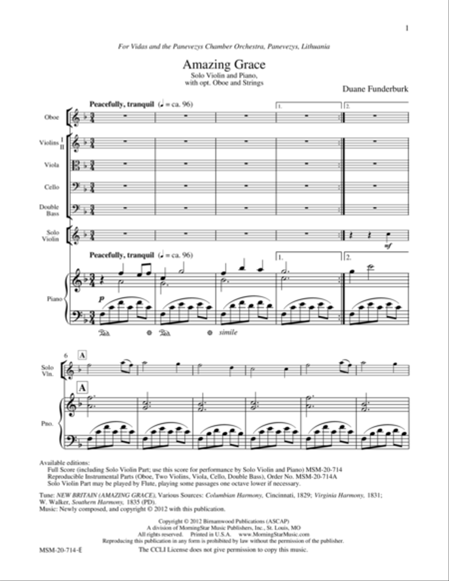 Amazing Grace Amazing Grace Oboe scores gallery preview page 1