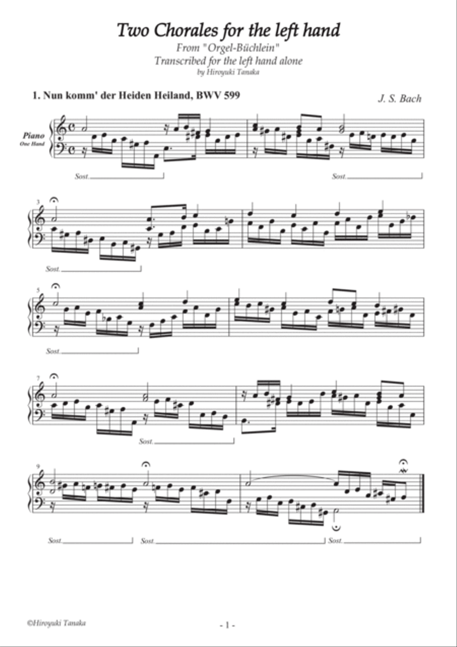 Two Chorales for the left hand Piano Solo scores gallery preview page 2