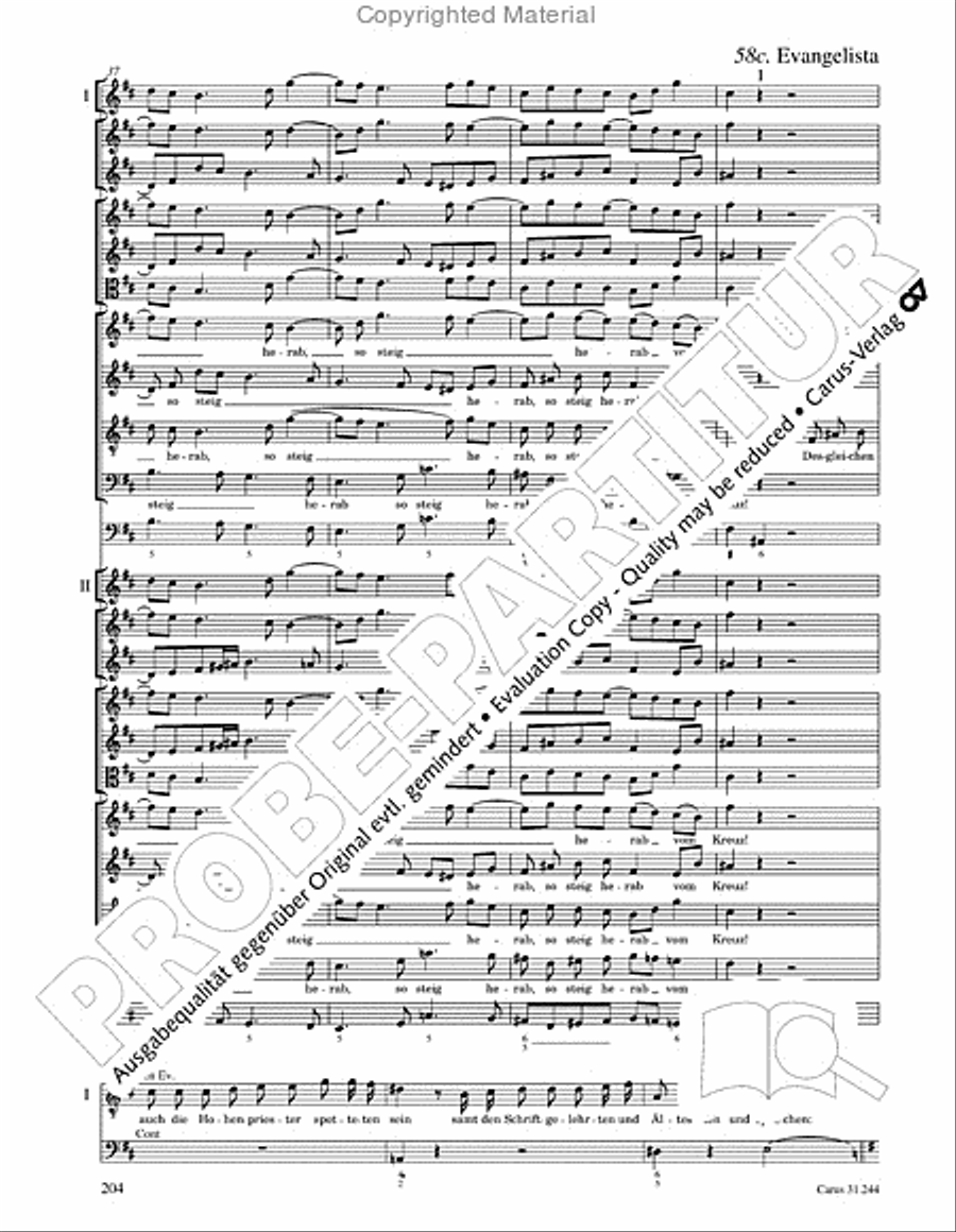 St. Matthew Passion (Matthaus-Passion) 4-Part scores gallery preview page 206