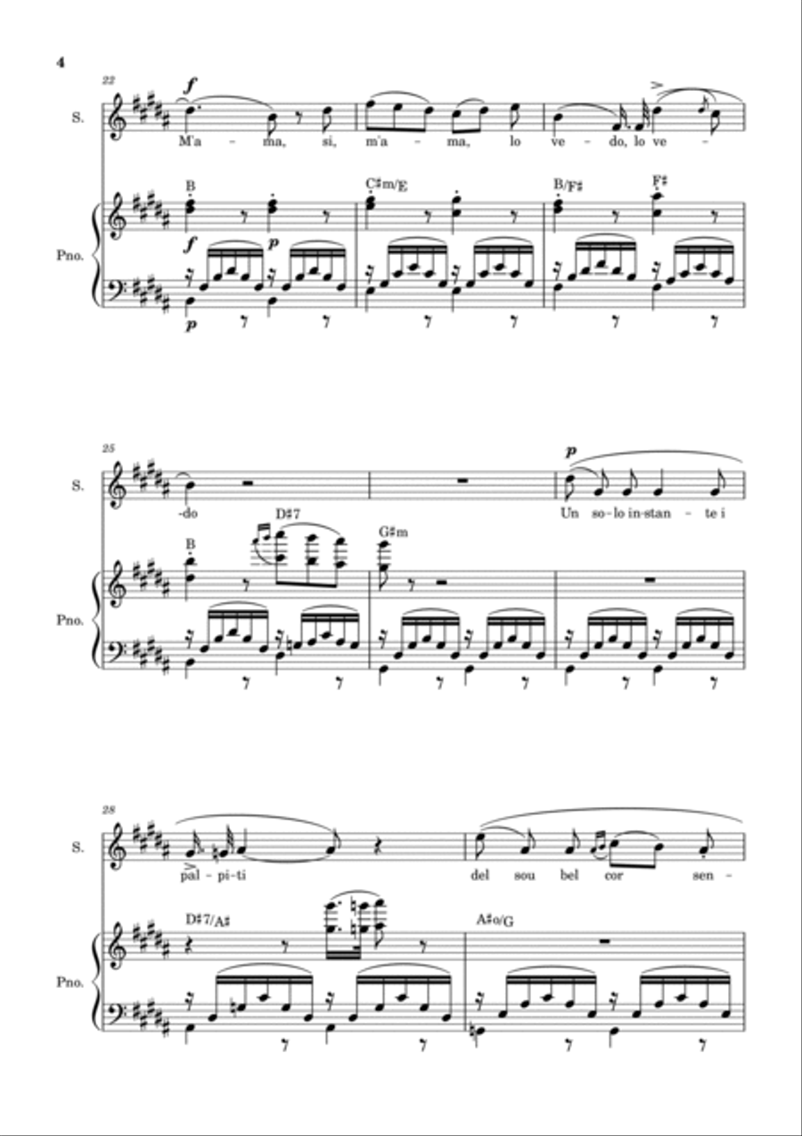 Una Furtiva Lagrima (Soprano in G#m) Piano, Vocal, Guitar scores gallery preview page 4