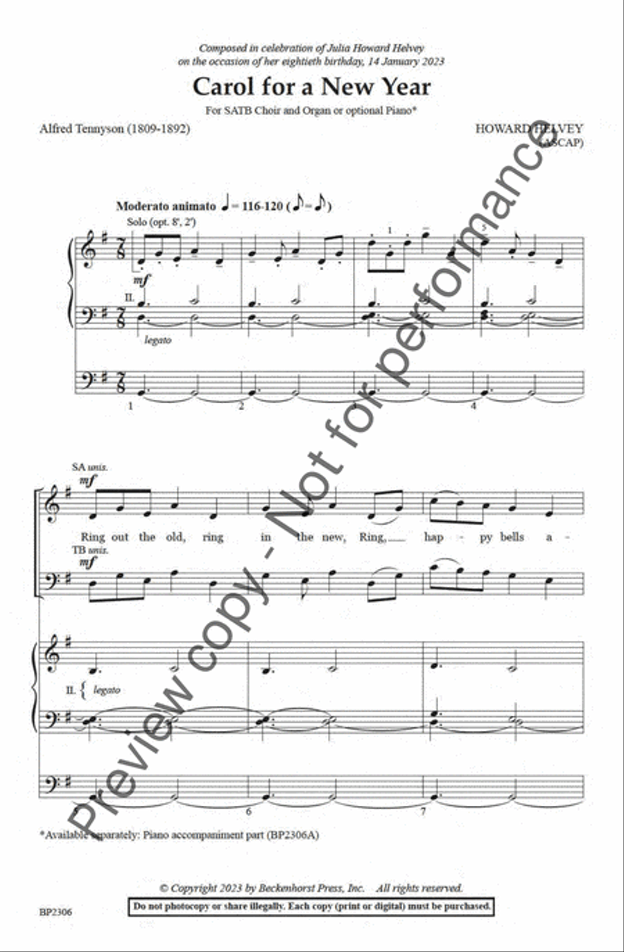 Carol for a New Year Carol for a New Year 4-Part scores gallery preview page 2