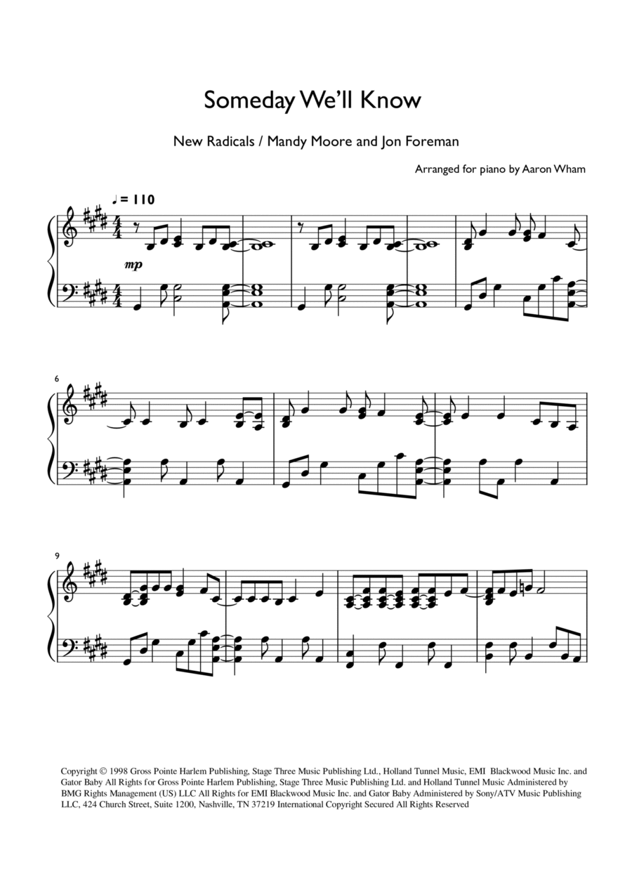 Someday We'll Know Someday We'll Know Piano Solo scores gallery preview page 1