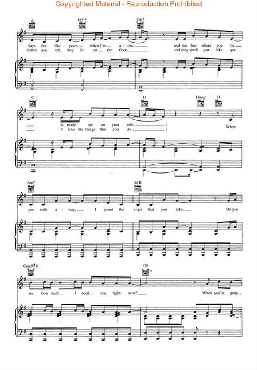 When You're Gone Piano, Vocal, Guitar scores gallery preview page 3