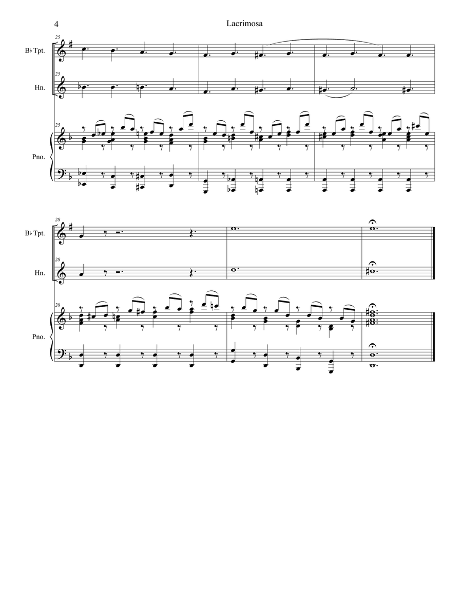 Lacrimosa (Duet for Bb-Trumpet and French Horn) Brass Duet scores gallery preview page 4