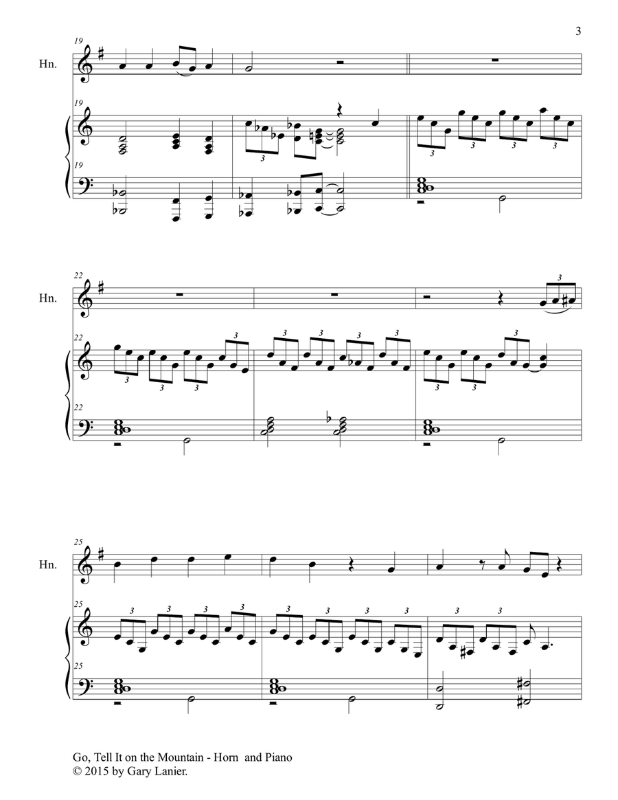 GO, TELL IT ON THE MOUNTAIN (Duet – Horn and Piano/Score and Parts) image number null