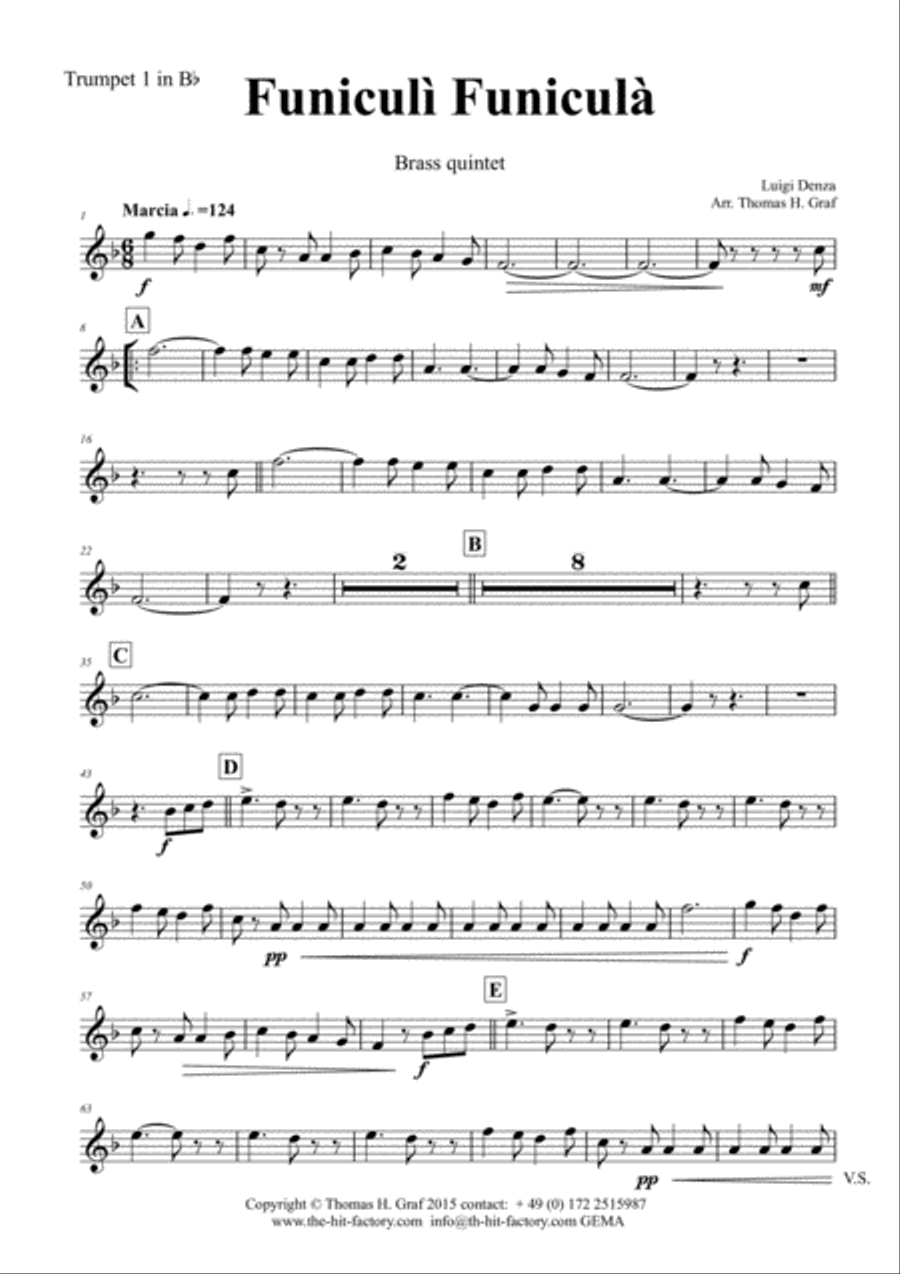 Funiculi Funicula - Italian Evergreen - Brass Quintet Brass Quintet scores gallery preview page 5