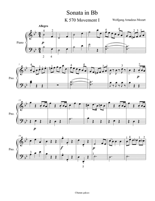 Piano Sonata in B flat major, K570