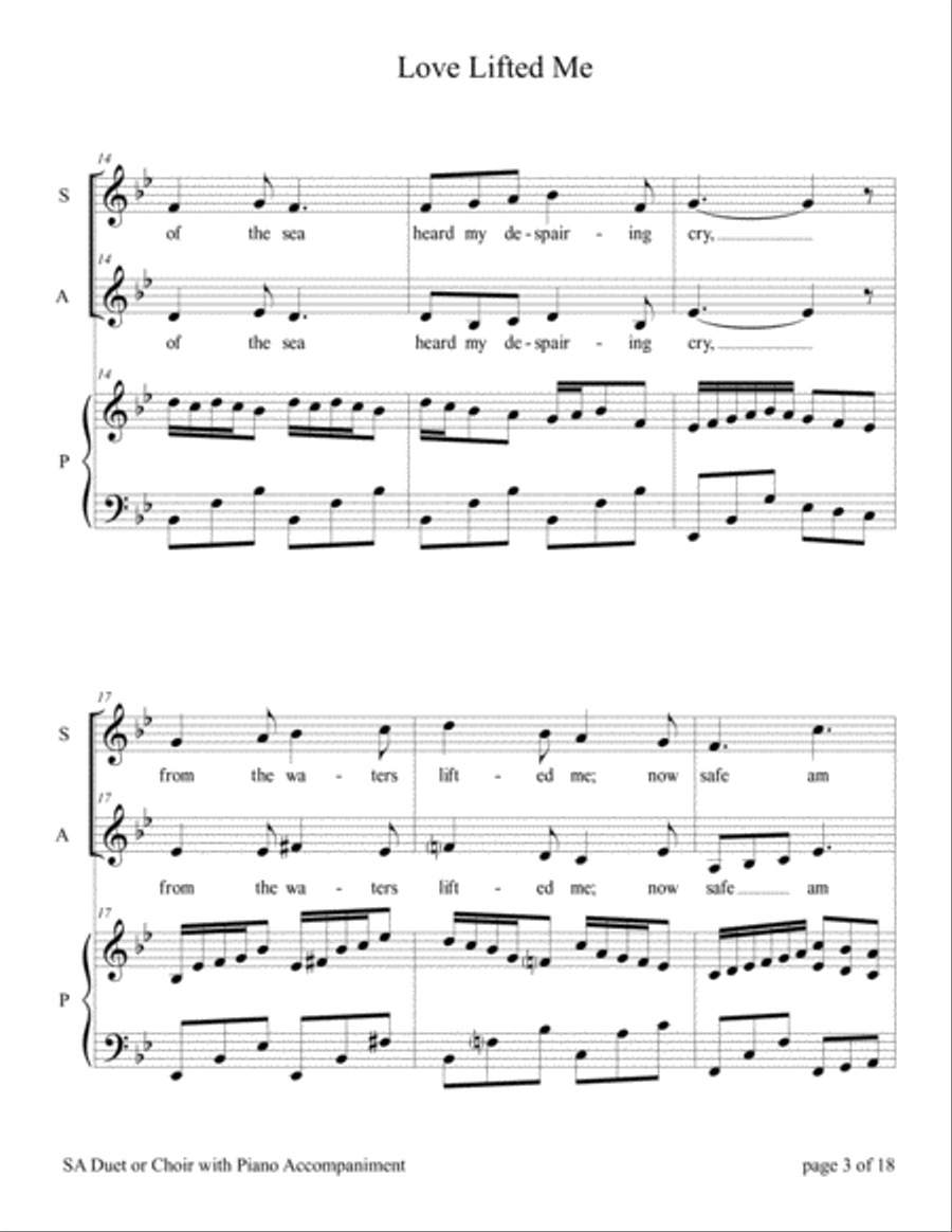 Love Lifted Me (for SA Choir with Piano accompaniment) SA scores gallery preview page 3