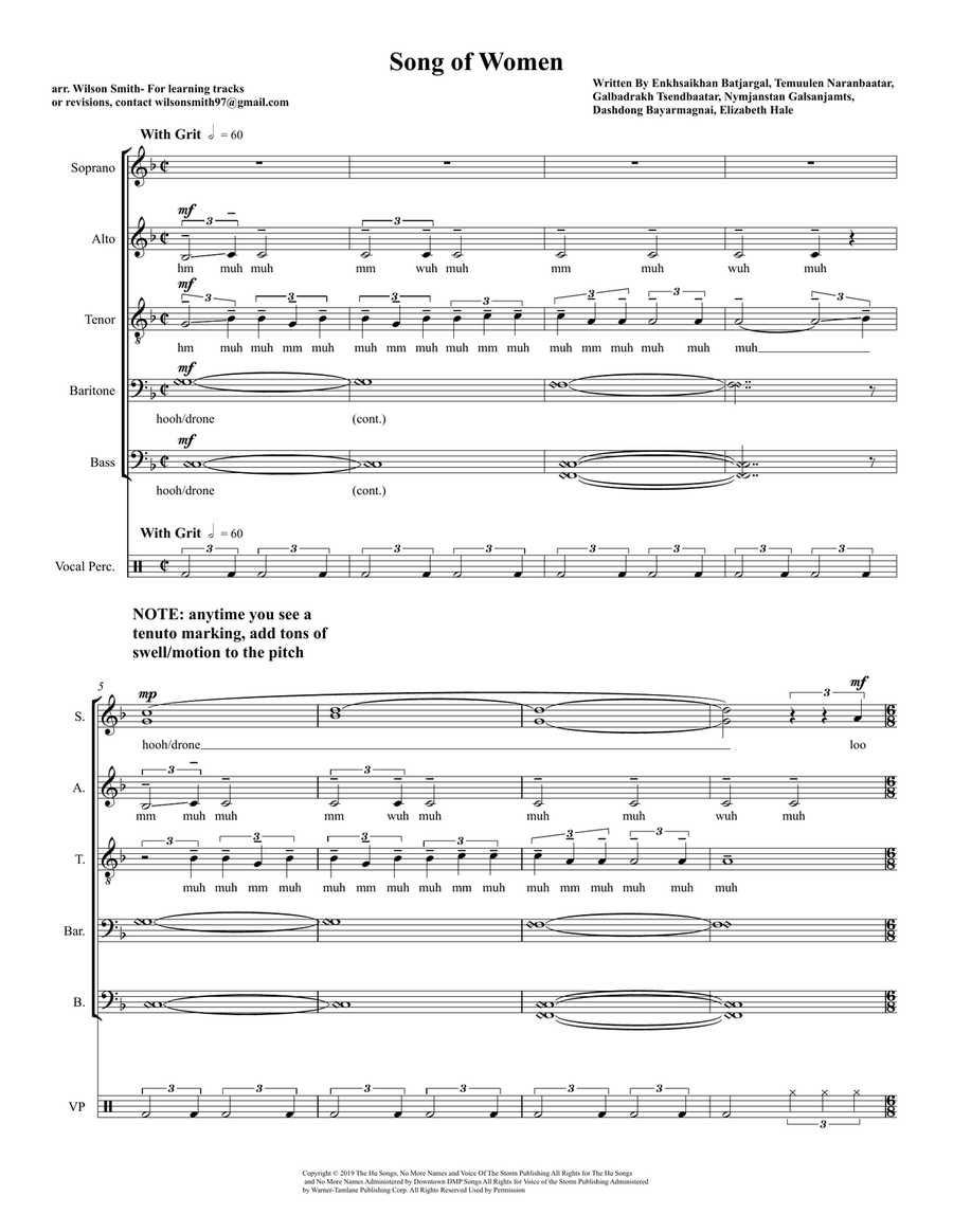 The Song Of Women The Song Of Women Divisi scores gallery preview page 1