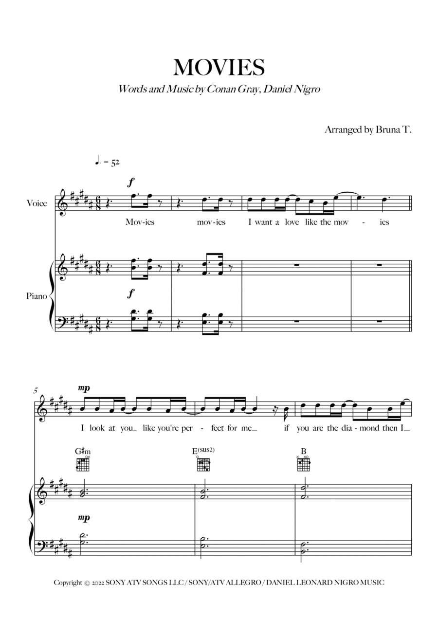 Movies Piano, Vocal, Guitar scores gallery preview page 1