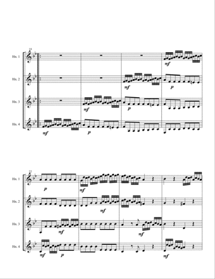 Telemann Concerto #2 for Four Horns (1st movement) Brass Ensemble scores gallery preview page 4