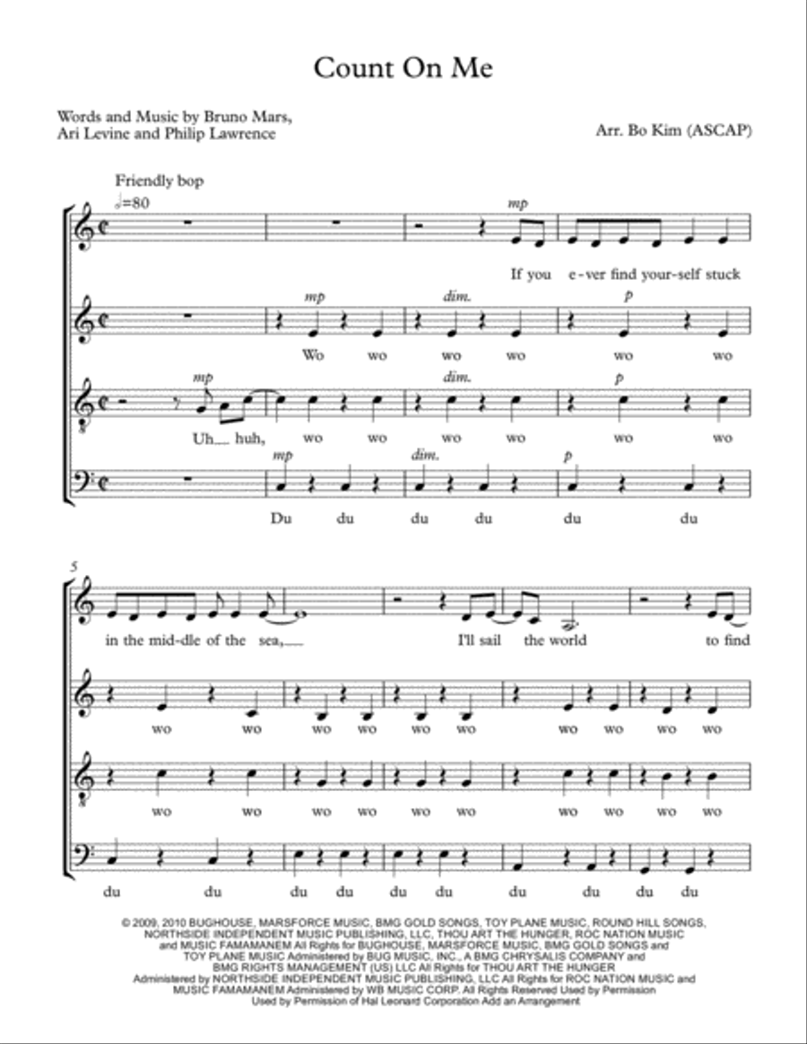 Count On Me 4-Part scores gallery preview page 1