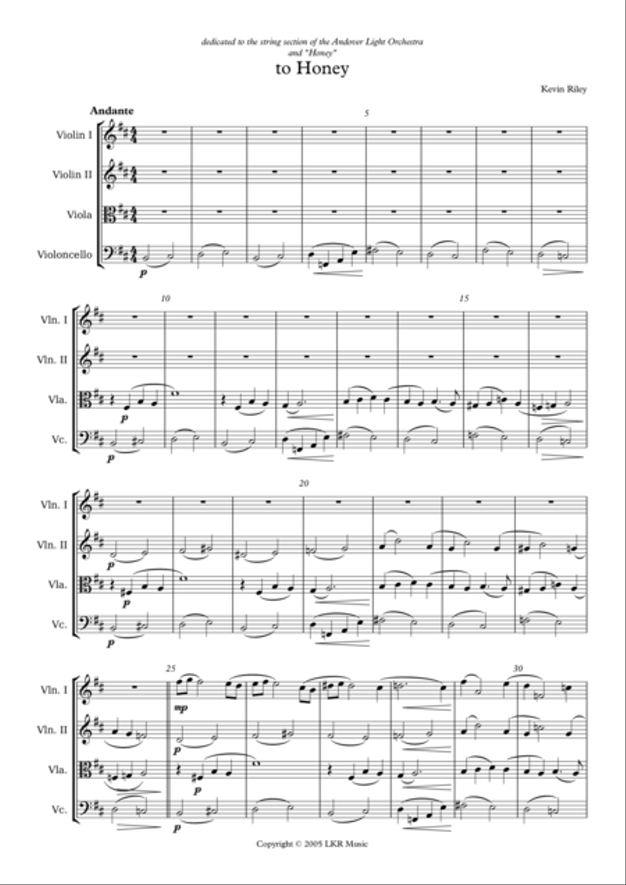 To Honey String Quartet scores gallery preview page 1