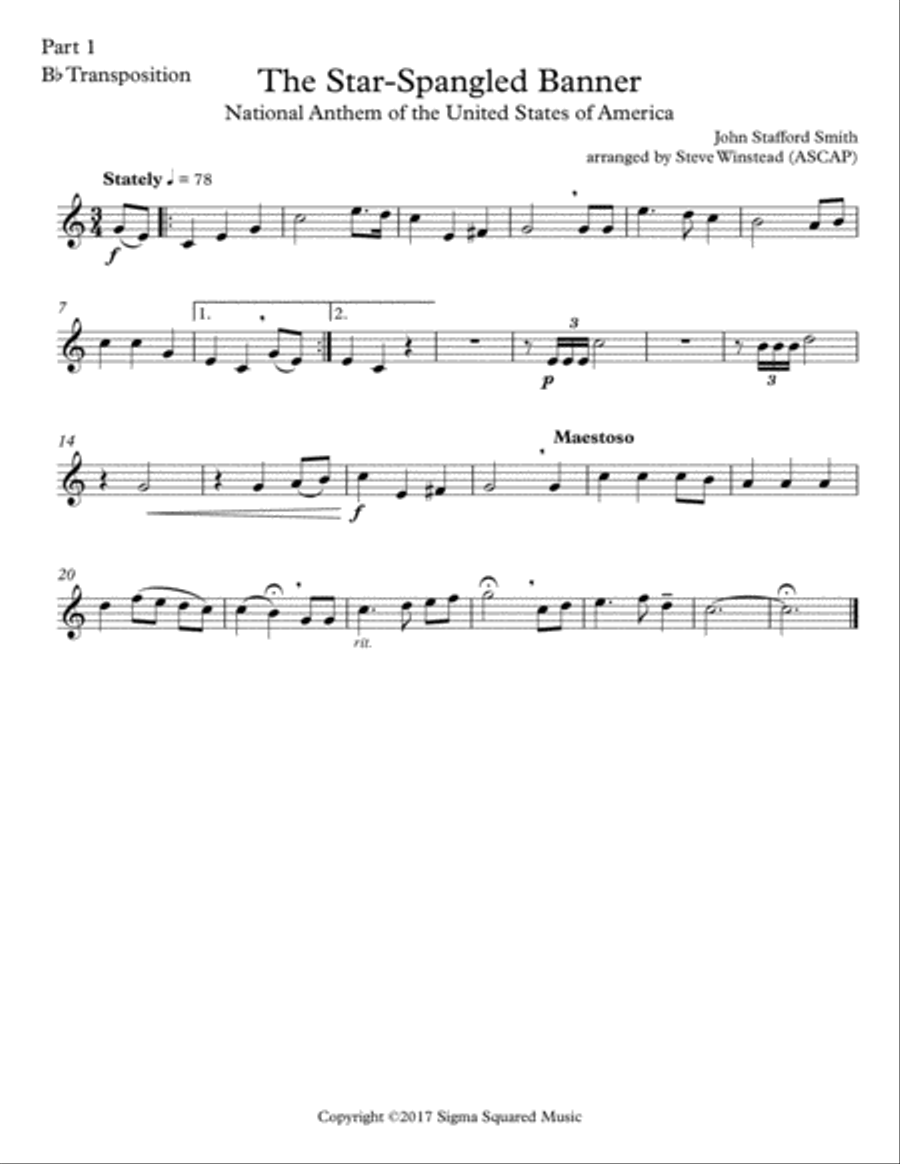 The Star-Spangled Banner for Flexible Instrumentation Quartet Brass Ensemble scores gallery preview page 4