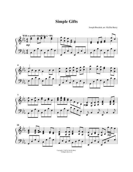 Simple Gifts--for Piano Solo image number null