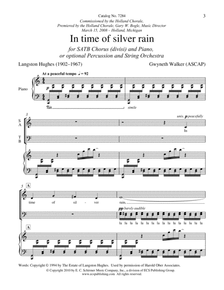 In time of silver rain from I've Known Rivers (Piano/Choral Score)