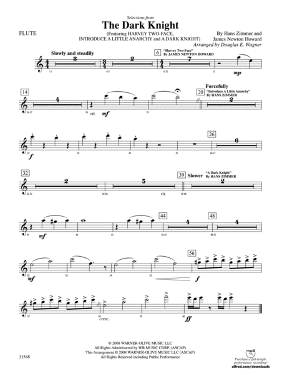 The Dark Knight, Selections from: Flute Full Orchestra scores gallery preview page 1