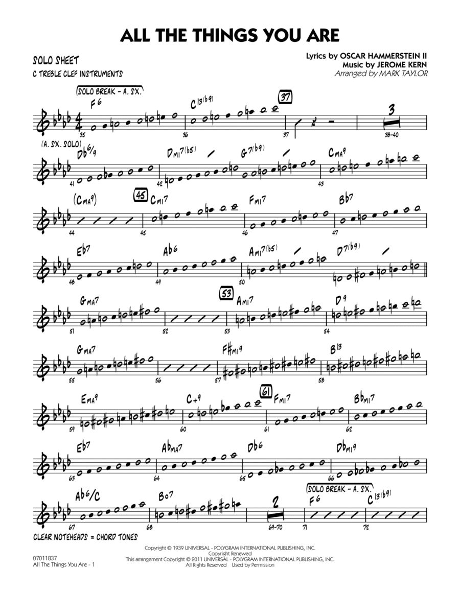All The Things You Are - C Solo Sheet Jazz Ensemble scores gallery preview page 1