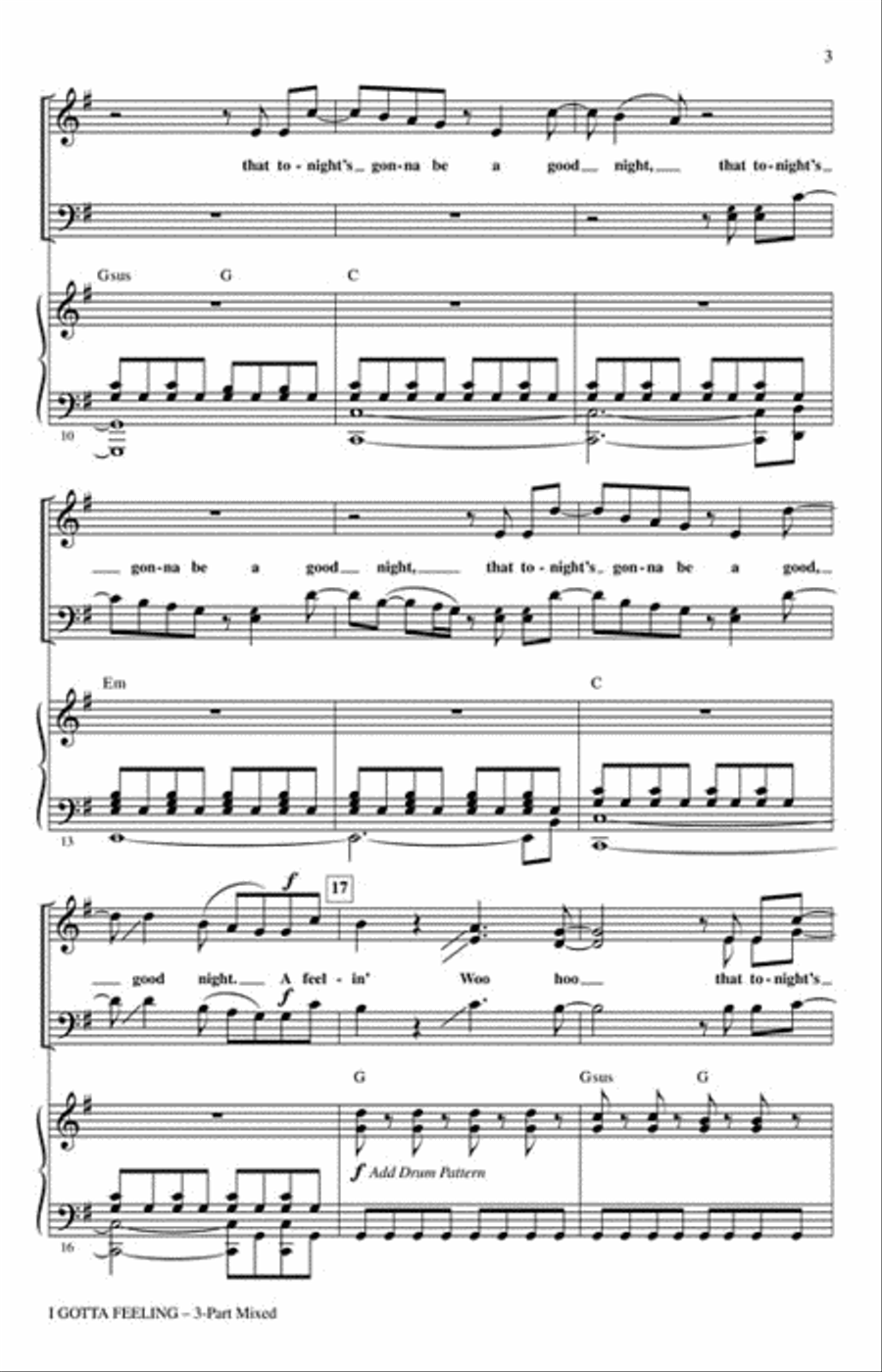 I Gotta Feeling 3-Part scores gallery preview page 3