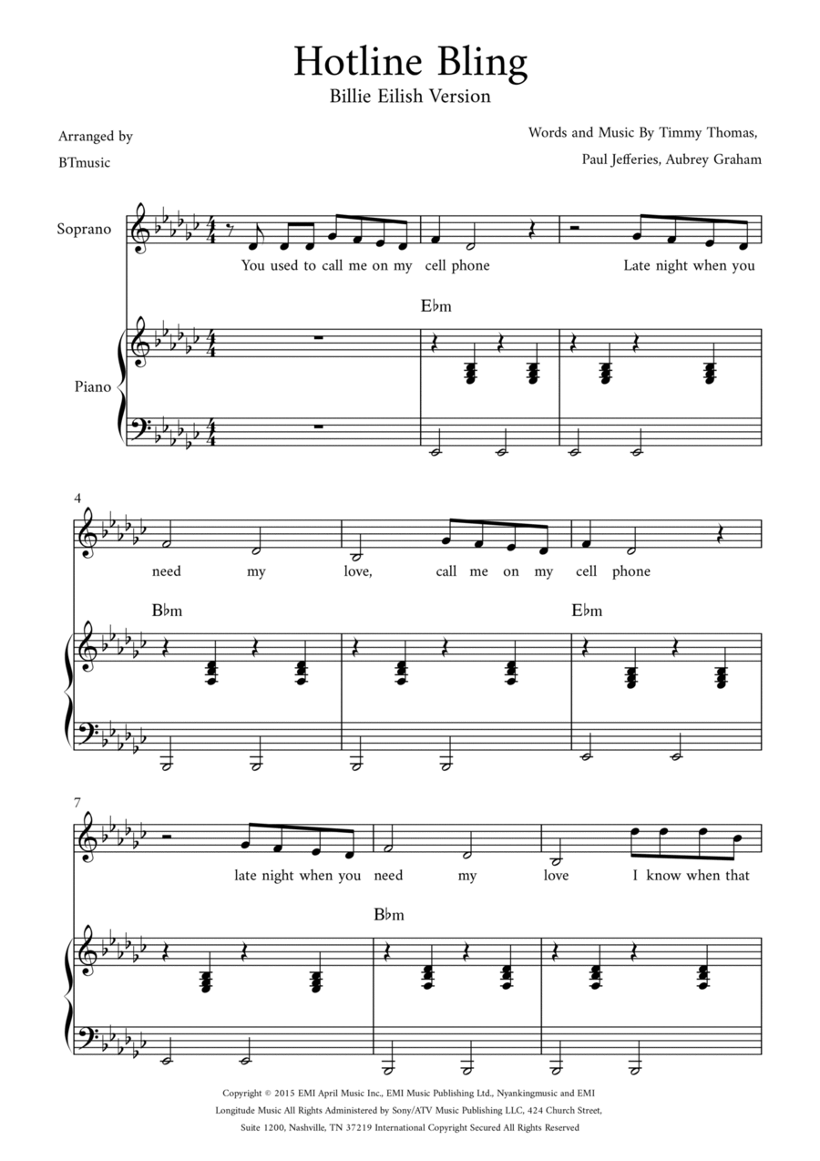 Hotline Bling Voice scores gallery preview page 1