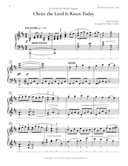 Christ the Lord Is Risen Today Piano Solo - Digital Sheet Music