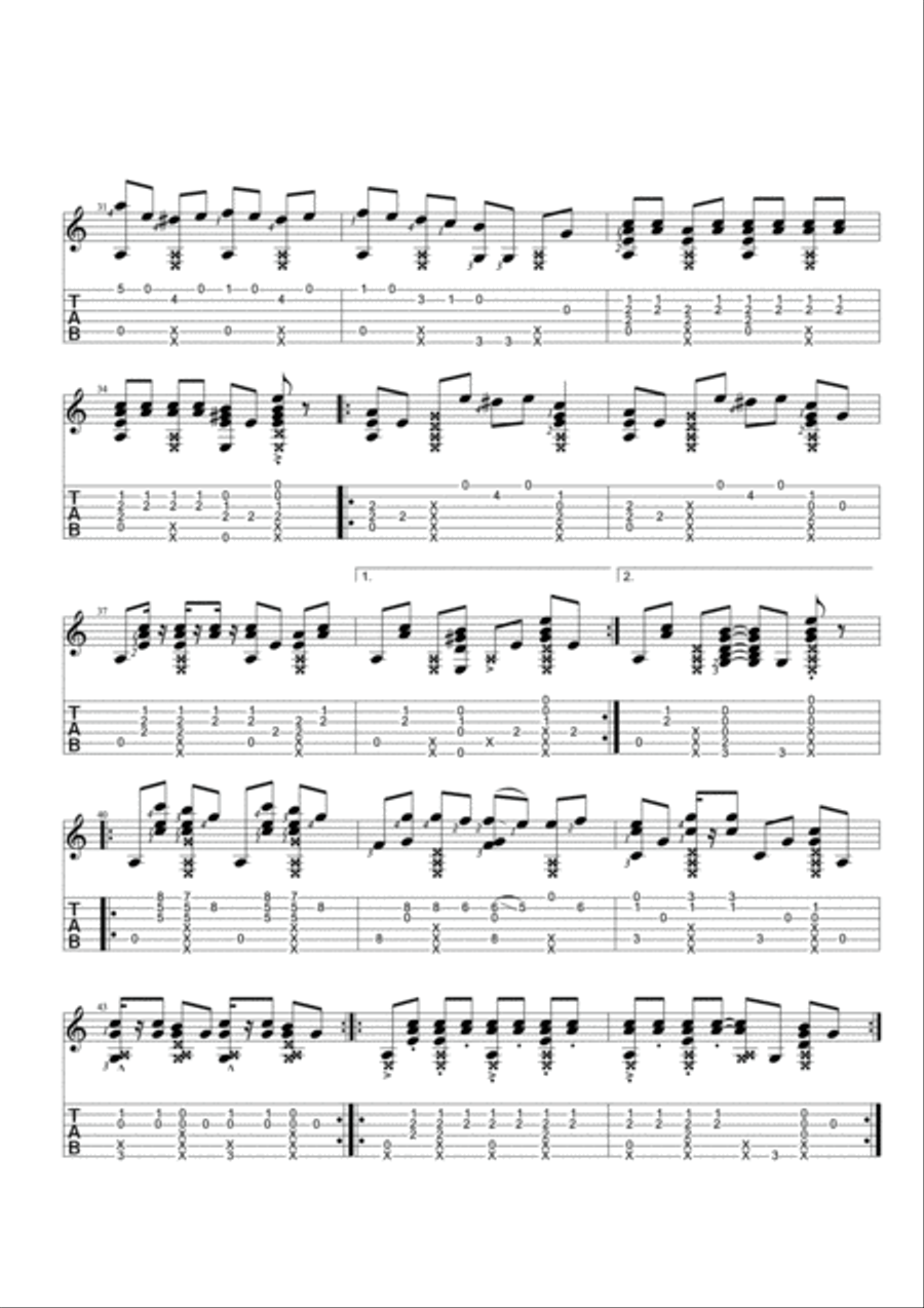 Poker Face Guitar Tablature scores gallery preview page 3