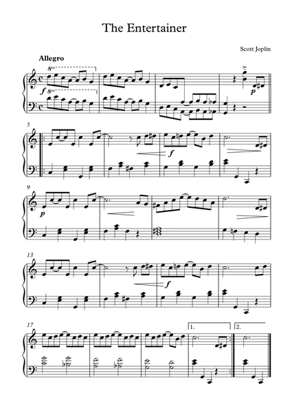 the entertainer easy piano sheet music image number null