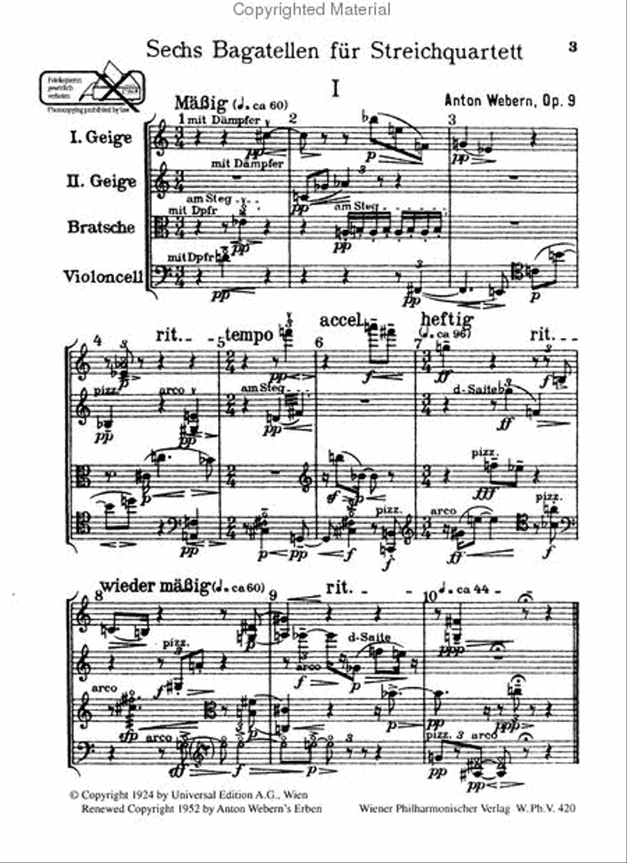 Six Bagatelles, Op. 9 String Quartet scores gallery preview page 2