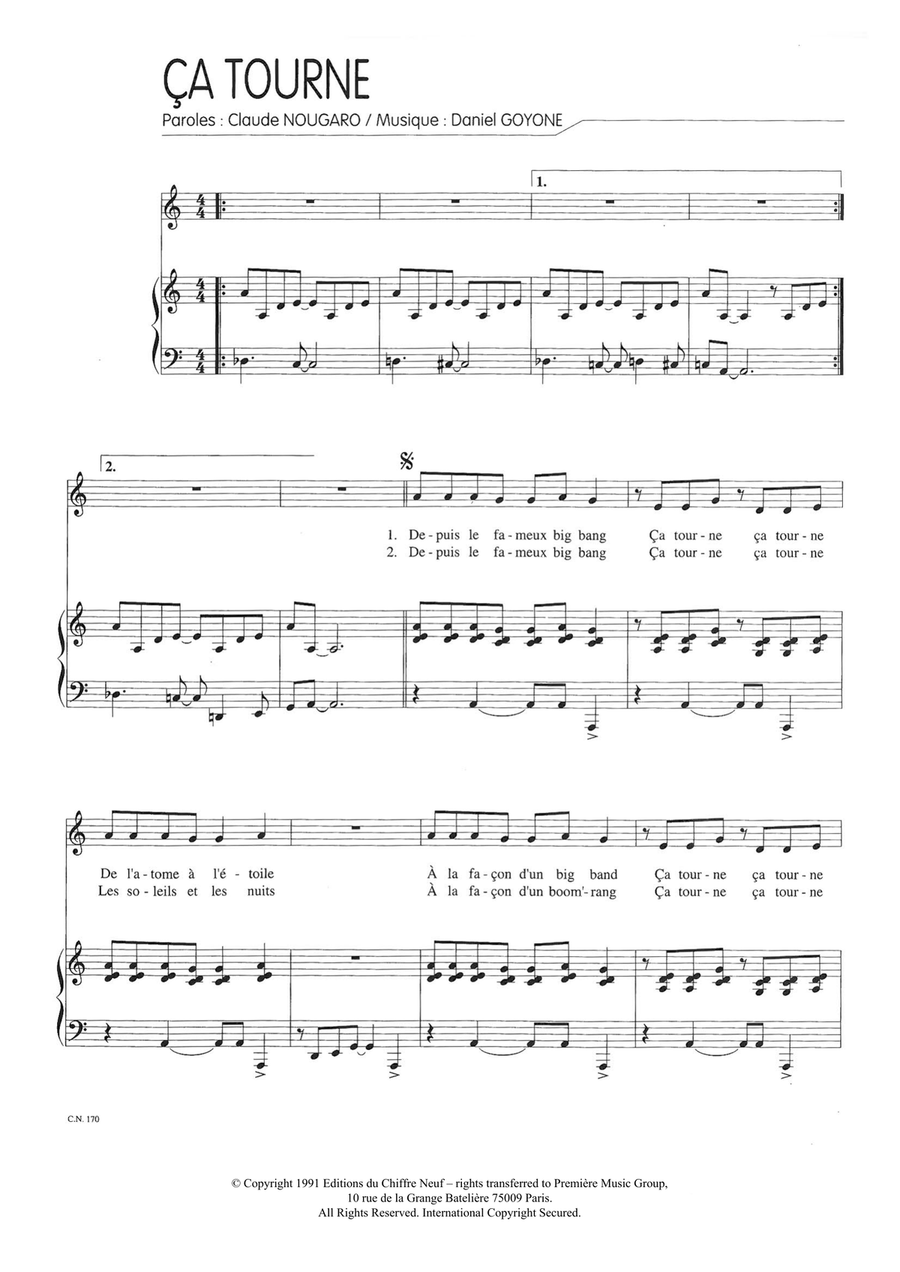 Ca Tourne Piano, Vocal scores gallery preview page 1