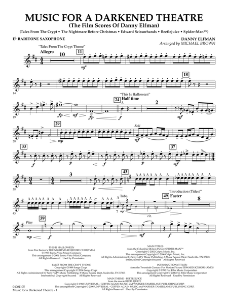 Music for a Darkened Theatre (The Film Scores of Danny Elfman) (arr. Brown) - Eb Baritone Saxophone