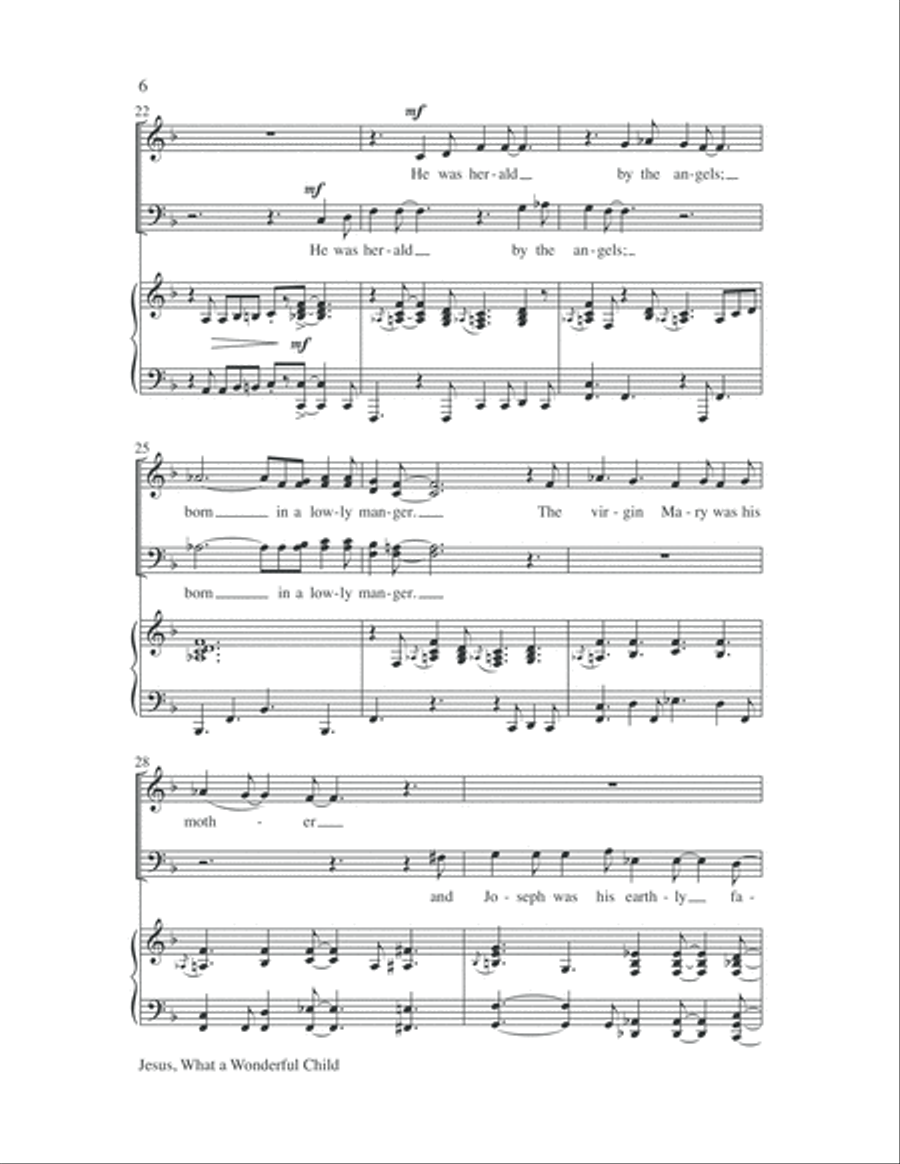 Jesus, What a Wonderful Child with Amen 4-Part scores gallery preview page 6