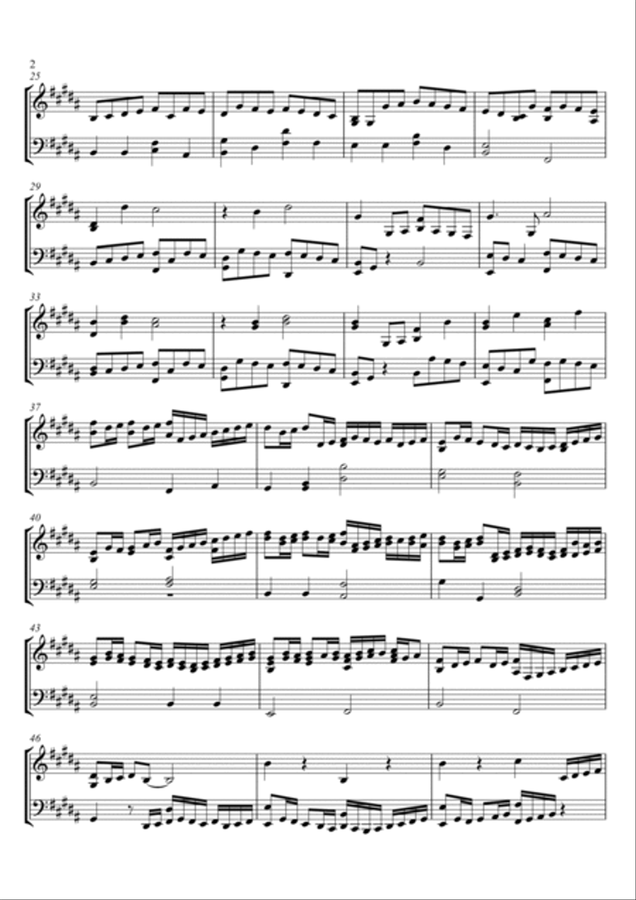 Johann Pachelbel - Canon in D - B major key Piano Solo scores gallery preview page 2