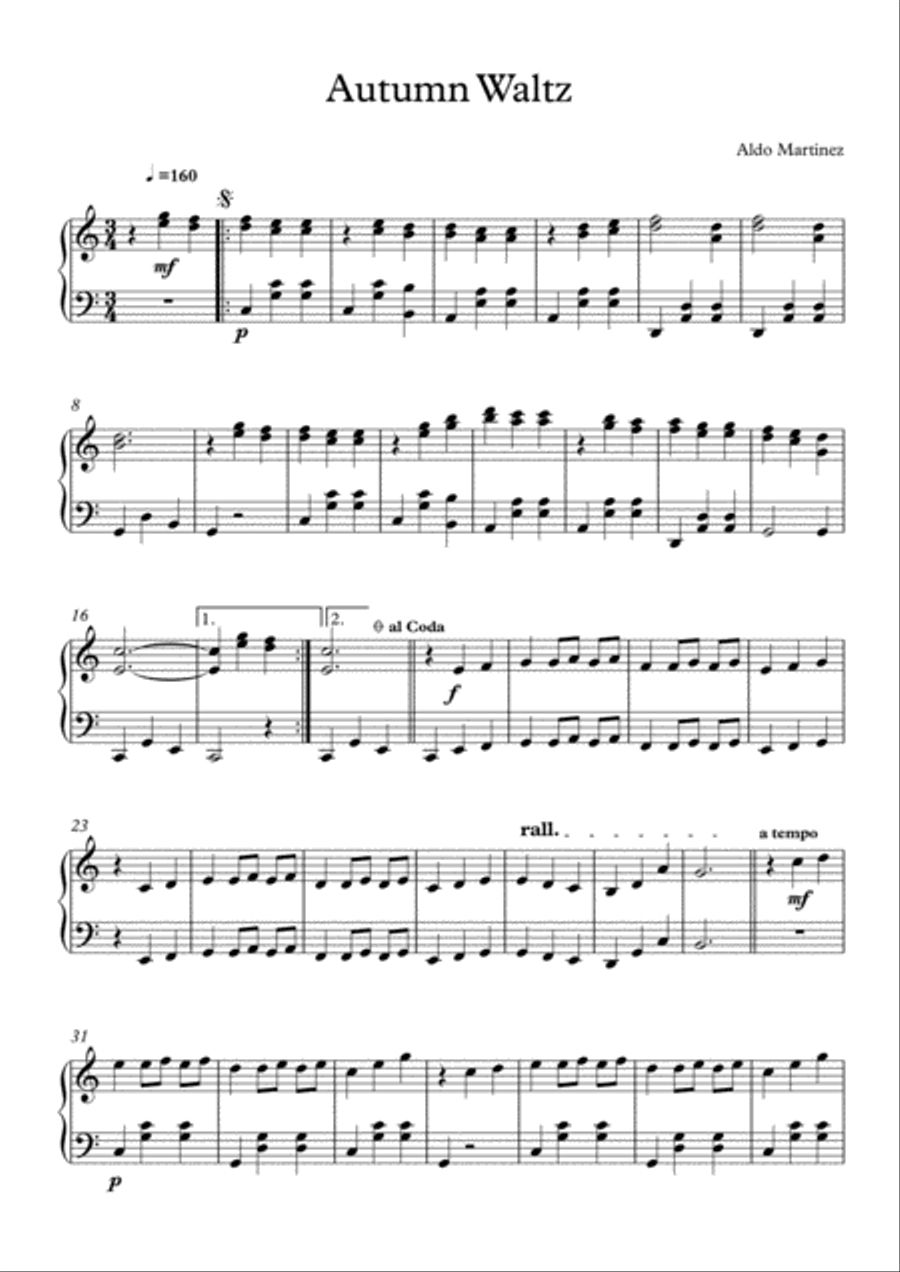 Autumn Waltz Autumn Waltz Easy Piano scores gallery preview page 1