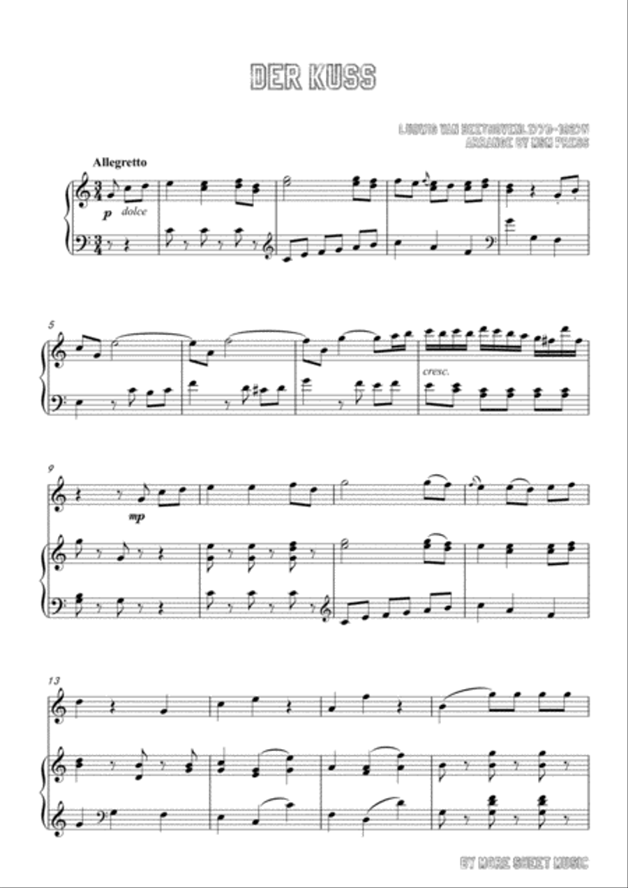 Beethoven-Der Kuss,for Flute and Piano Flute scores gallery preview page 3