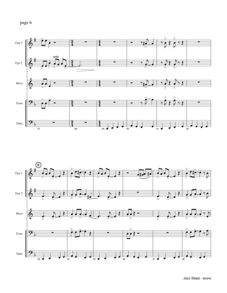 JAZZ STEPS for Brass Quintet (score & parts, limited range demands, medium) image number null