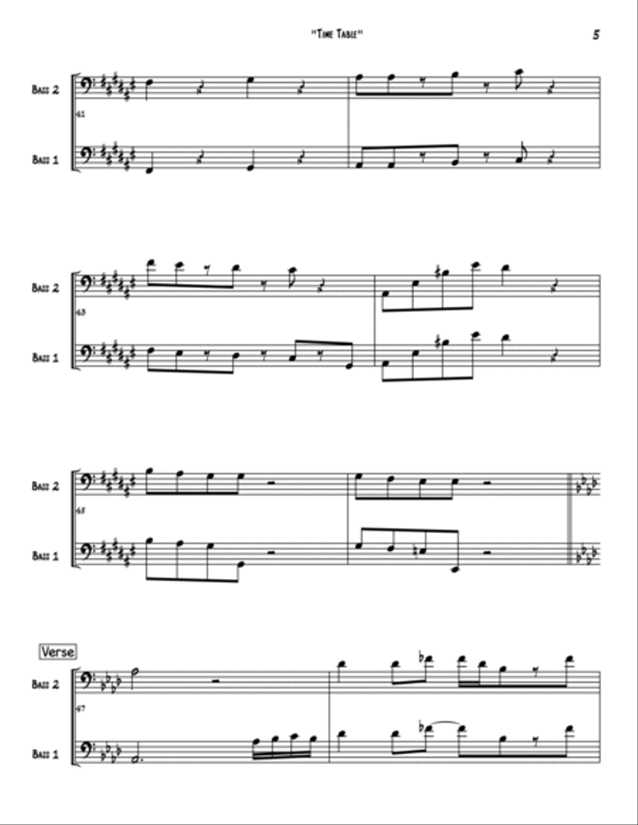 Time Table Bass Guitar scores gallery preview page 5
