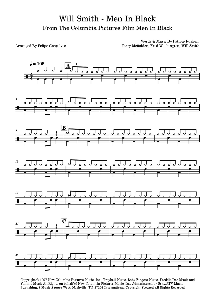 Men In Black Drum Set scores gallery preview page 1