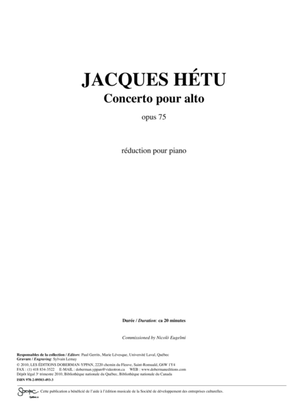 Concerto pour alto, opus 75 (reduction de piano)