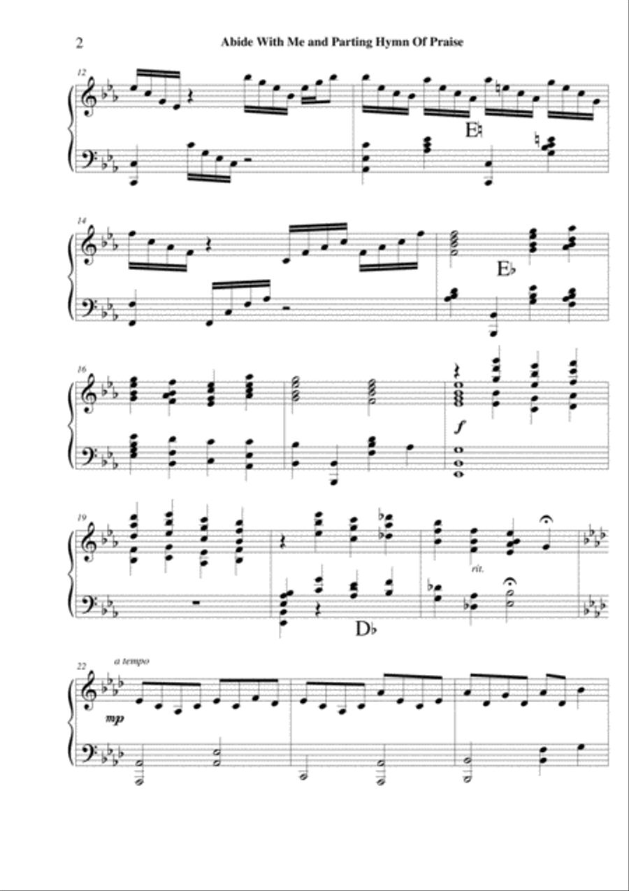 Abide With Me and Parting Hymn Of Praise - pedal harp solo Pedal Harp scores gallery preview page 2