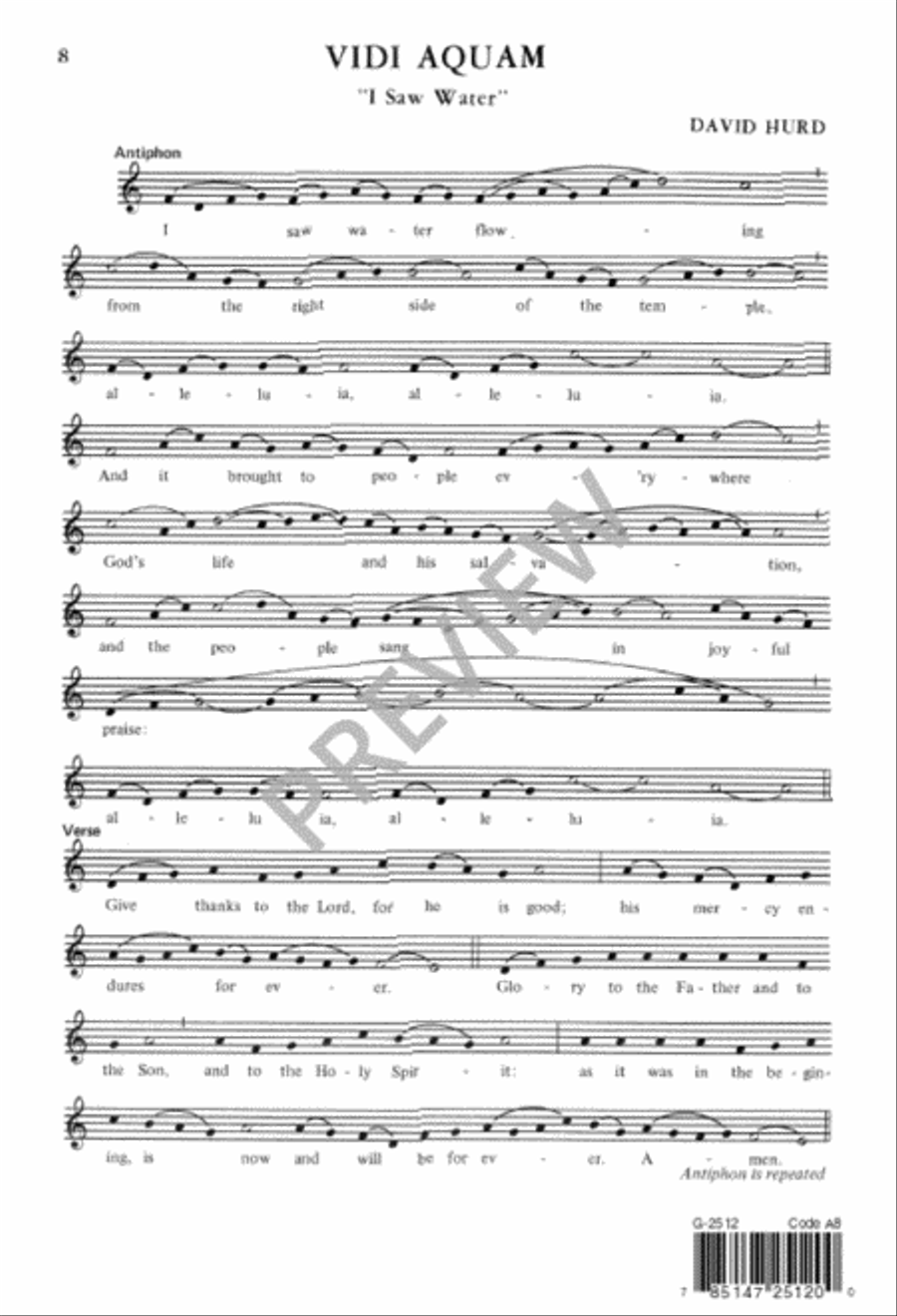 Vidi aquam Unison Choir scores gallery preview page 9