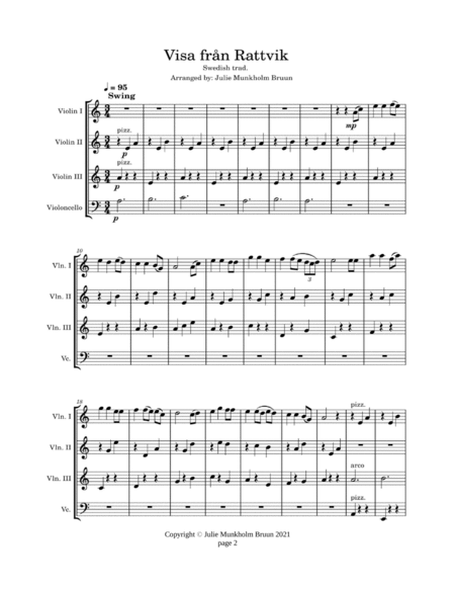 Visa från Rattvik, String Quartet, 3 violins & cello image number null