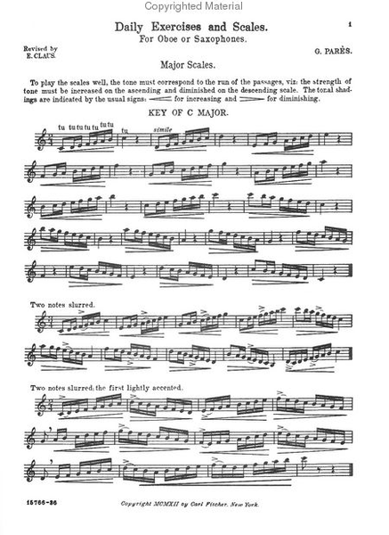 Daily Exercises And Scales For Oboe